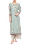 Buy_Soup By Sougat Paul_Blue Chanderi Round Printed Kurta And Palazzo Set _at_Aza_Fashions