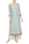 Soup By Sougat Paul_Blue Chanderi Round Printed Kurta And Palazzo Set _Online_at_Aza_Fashions