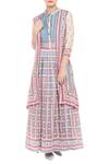 Soup by Sougat Paul_Blue Chanderi Maxi Dress With Jacket_Online_at_Aza_Fashions