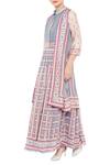 Buy_Soup by Sougat Paul_Blue Chanderi Maxi Dress With Jacket_Online_at_Aza_Fashions