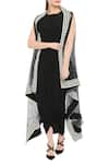 Buy_Soup by Sougat Paul_Black Crepe Round Draped Dress With Cape _Online_at_Aza_Fashions