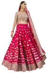 Shop_Abhinav Mishra_Pink Raw Silk Mirror Embellished Deep And Sequin Embroidered Bridal Lehenga Set _at_Aza_Fashions