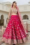 Buy_Abhinav Mishra_Pink Raw Silk Mirror Embellished Deep And Sequin Embroidered Bridal Lehenga Set _at_Aza_Fashions