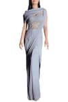 Buy_Babita Malkani_Blue Pre Draped Embroidered Saree Gown _at_Aza_Fashions