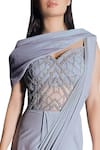 Shop_Babita Malkani_Blue Pre Draped Embroidered Saree Gown _at_Aza_Fashions