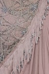 Babita Malkani_Off White Shimmer Crushed Pleated Feather Ruffle Tassel Saree With Blouse _at_Aza_Fashions