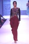 Shop_Joy Mitra_Black Silk Blend Round Embroidered Jacket And Dhoti Pant Set_at_Aza_Fashions