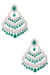 Buy_Khushi Jewels_White Crystals, Stones Studded Bead Dangler Earrings _at_Aza_Fashions