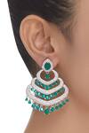 Shop_Khushi Jewels_White Crystals, Stones Studded Bead Dangler Earrings _at_Aza_Fashions
