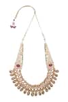 Khushi Jewels_Gold Plated Stones, Pearls Kundan Necklace With Earrings _Online_at_Aza_Fashions