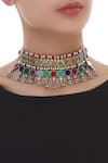 Shop_Motifs by Surabhi Didwania_Multi Color Glass Embellished Choker Necklace_at_Aza_Fashions