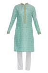 Kunal Anil Tanna_Blue Checkered Embroidered Kurta Set_Online_at_Aza_Fashions