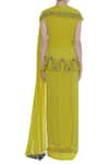 Shop_Ridhi Arora_Yellow Peplum Attached Draped Blouse With Pleated Lehenga_at_Aza_Fashions