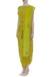 Buy_Rajat K Tangri_Yellow Wrap Waist Detail Tunic With Dupatta_Online_at_Aza_Fashions