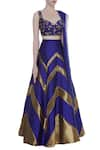 Rajat K Tangri_Blue Sweetheart Neckline Blouse With Lehenga And Dupatta_Online_at_Aza_Fashions