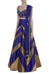 Buy_Rajat K Tangri_Blue Sweetheart Neckline Blouse With Lehenga And Dupatta_Online_at_Aza_Fashions