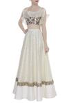 Buy_Rajat K Tangri_White Ruffle Embroidered Blouse With Lehenga_at_Aza_Fashions