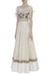 Rajat K Tangri_White Ruffle Embroidered Blouse With Lehenga_Online_at_Aza_Fashions