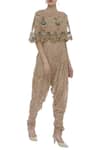 Buy_Ayesha Aejaz_Pink Jumpsuit Round Cape Off Shoulder Embroidered With  _at_Aza_Fashions