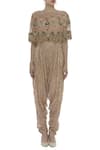 Buy_Ayesha Aejaz_Pink Jumpsuit Round Cape Off Shoulder Embroidered With  _Online_at_Aza_Fashions