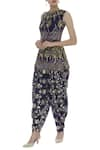 Buy_Ayesha Aejaz_Blue Georgette Embroidery Sequin Round Peplum Tunic With Dhoti Pants  _at_Aza_Fashions