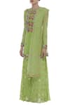 Ayesha Aejaz_Green Embroidery Round Kurta Palazzo Set  _Online_at_Aza_Fashions