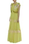 Buy_Ayesha Aejaz_Yellow Embroidery Tiered Gown With Jacket  _Online_at_Aza_Fashions