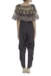 Shop_Ayesha Aejaz_Grey Jumpsuit Round Cape Bardot Silk With Embroidered  _at_Aza_Fashions