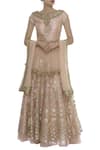 Buy_Ayesha Aejaz_Pink Raw Silk Embroidery Gota Patti Peplum Kurta And Lehenga Set  _at_Aza_Fashions