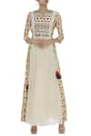 Buy_Label Anushree_Off White Embroidery Hand Printed Maxi Dress  _at_Aza_Fashions