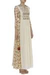 Label Anushree_Off White Embroidery Hand Printed Maxi Dress  _Online_at_Aza_Fashions