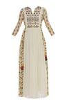 Shop_Label Anushree_Off White Embroidery Hand Printed Maxi Dress  _Online_at_Aza_Fashions