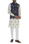 Buy Manoviraj Khosla Blue Floral Printed Nehru Jacket at Aza Fashions Buy_Manoviraj Khosla_Blue Floral Printed Nehru Jacket_at_Aza_Fashions