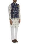 Manoviraj Khosla Blue Floral Printed Nehru Jacket Online at Aza Fashions Manoviraj Khosla_Blue Floral Printed Nehru Jacket_Online_at_Aza_Fashions