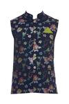 Buy Manoviraj Khosla Blue Floral Printed Nehru Jacket Online at Aza Fashions Buy_Manoviraj Khosla_Blue Floral Printed Nehru Jacket_Online_at_Aza_Fashions