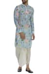 Buy Pranay Baidya Blue Printed Full Sleeves Kurta at Aza Fashions Buy_Pranay Baidya_Blue Printed Full Sleeves Kurta _at_Aza_Fashions