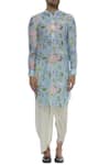 Shop Pranay Baidya Blue Printed Full Sleeves Kurta Online at Aza Fashions Shop_Pranay Baidya_Blue Printed Full Sleeves Kurta _Online_at_Aza_Fashions