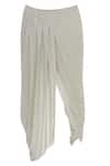 Shop_Pranay Baidya_Off White Monga Silk Drape Dhoti Pant  _at_Aza_Fashions