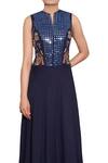 Buy_Purvi Doshi_Blue Parsi And Mirror Embroidered Gown_Online_at_Aza_Fashions