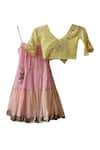 Buy_PWN_Yellow Flared Sleeve Blouse With Shaded Lehenga  _at_Aza_Fashions