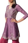 Shop_Mishru_Purple Chanderi Kurta Sharara Set_at_Aza_Fashions