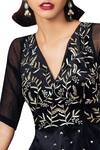 Buy_Mishru_Black Leaf Embroidered Peplum Top Palazzo Set_Online_at_Aza_Fashions