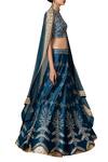 Shop_Mishru_Blue Chanderi Embroidery Cut Dana Round Zardozi Lehenga Set _at_Aza_Fashions