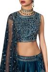 Buy_Mishru_Blue Chanderi Embroidery Cut Dana Round Zardozi Lehenga Set _Online_at_Aza_Fashions