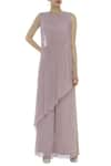 Buy_Shruti Ranka_Purple Round Asymmetric Tunic With Palazzo  _at_Aza_Fashions