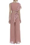 Shop_Shruti Ranka_Pink V-shaped Embellished Jumpsuit With Belt  _at_Aza_Fashions