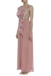 Buy_Shruti Ranka_Pink V-shaped Embellished Jumpsuit With Belt  _Online_at_Aza_Fashions