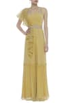 Buy_Shruti Ranka_Yellow Embellished Jumpsuit With Belt  _at_Aza_Fashions