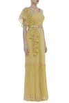 Shruti Ranka_Yellow Embellished Jumpsuit With Belt  _Online_at_Aza_Fashions