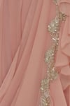 Shruti Ranka_Pink Georgette Zardozi Embroidered Sequins And Ruffled Saree Jumpsuit  _at_Aza_Fashions